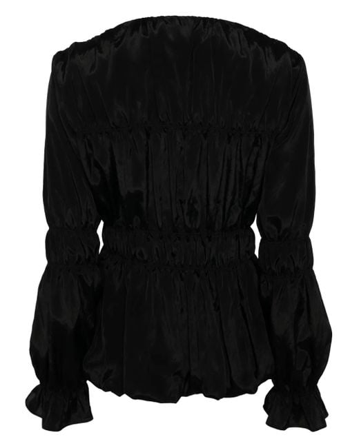 Goen.J Black Ruched Single-Breasted Jacket