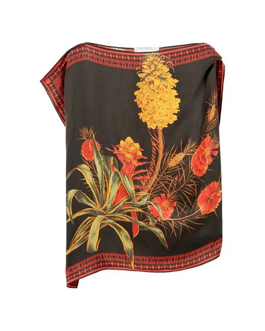 Blumarine Orange Asymmetrical Viscose Twill Top