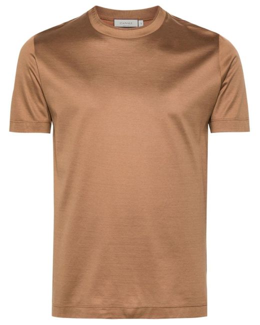 Camiseta con cuello redondo Canali de hombre de color Brown