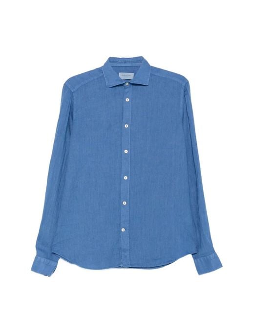 Tintoria Mattei 954 Blue Long-Sleeves Shirt for men