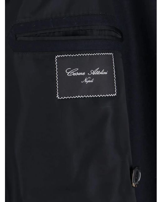 Cesare Attolini Blue Manteau À Boutonnière Croisée for men