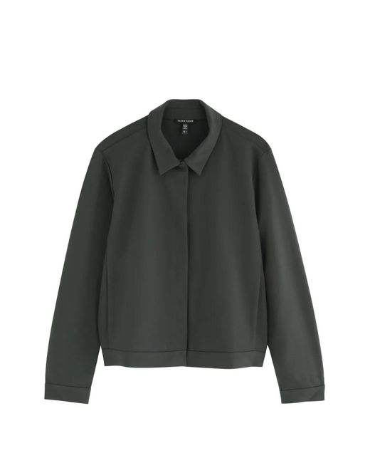 Eileen Fisher Black Zip-Up Shirt Jacket