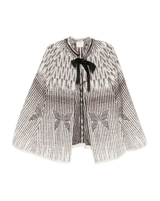 Forte Forte White Geometric-Pattern Bow Jacket