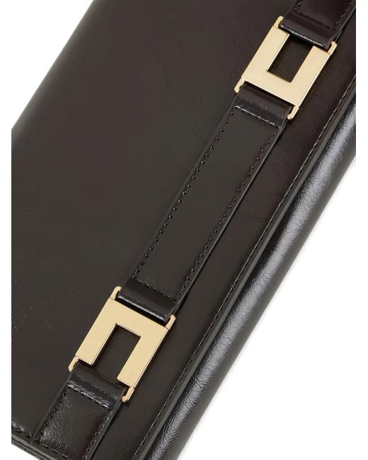 Elisabetta Franchi Black Logo-Plaque Chain-Link Wallet