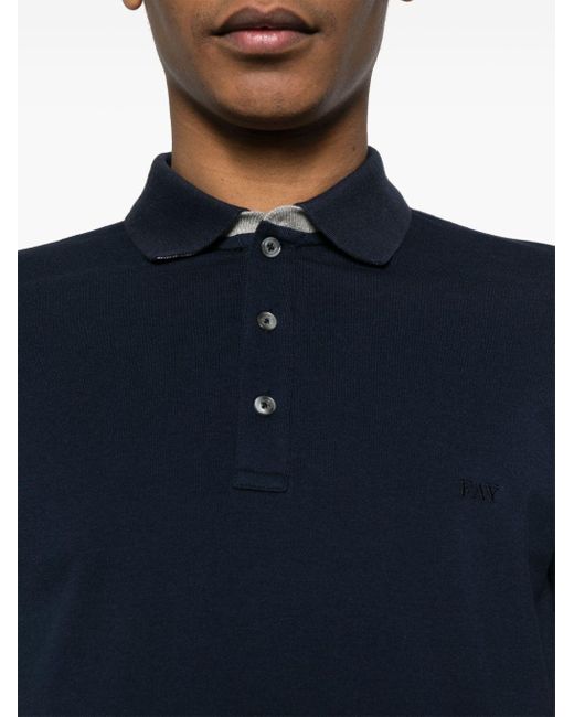 Fay Blue Embroidered-logo Polo Shirt for men