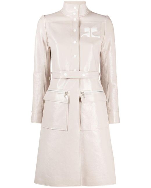 Courreges Logo Patch Belted Coat - Lyst