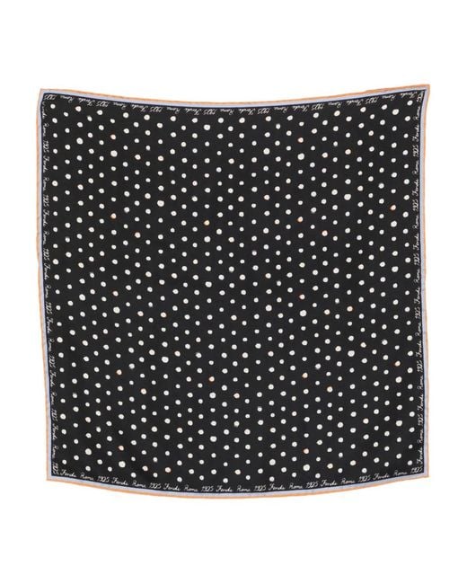 Fendi Black Falena Dots Print Silk Scarf