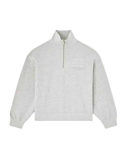 Ganni White Half Zip Sweatshirt