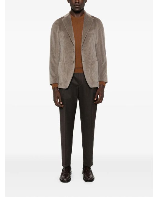 Tagliatore Brown Corduroy Patch-Pocket Blazer for men