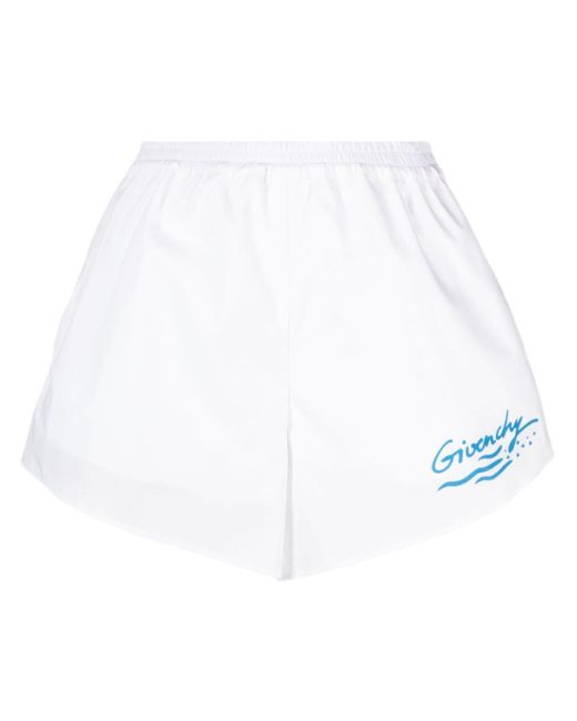 Givenchy White Logo-print Cotton Shorts