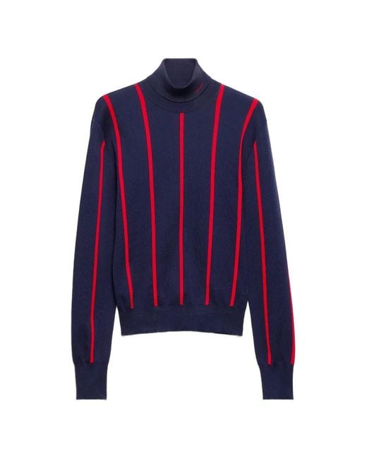 Prada Blue Cotton Turtleneck Sweater for men