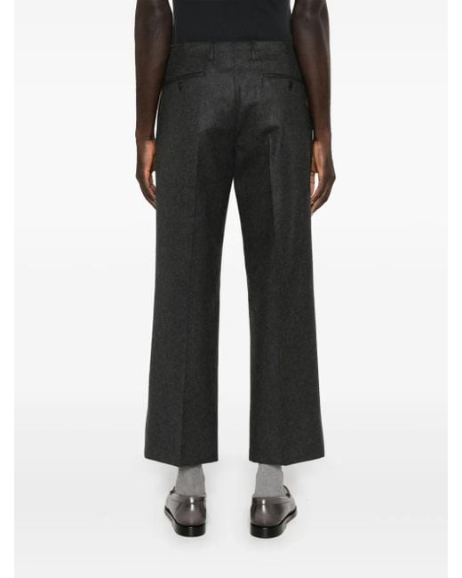 Prada Flanellen Wollen Straight Broek in het Black