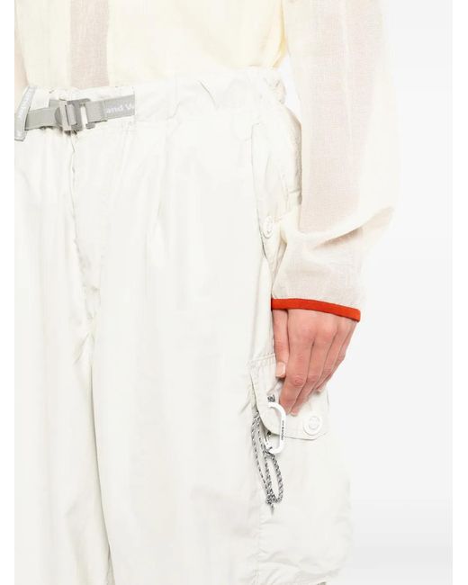 And Wander White Oversized Cargo Pants for men