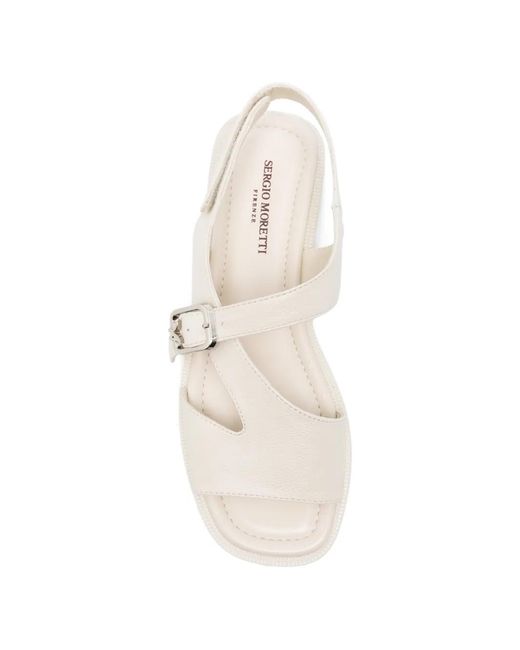 SERGIO MORETTI FIRENZE White Buckle-Fastening Touch-Strap Sandals