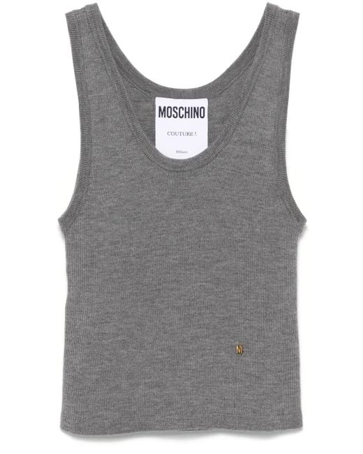 Moschino Gray Gestricktes Oberteil Mit Logo