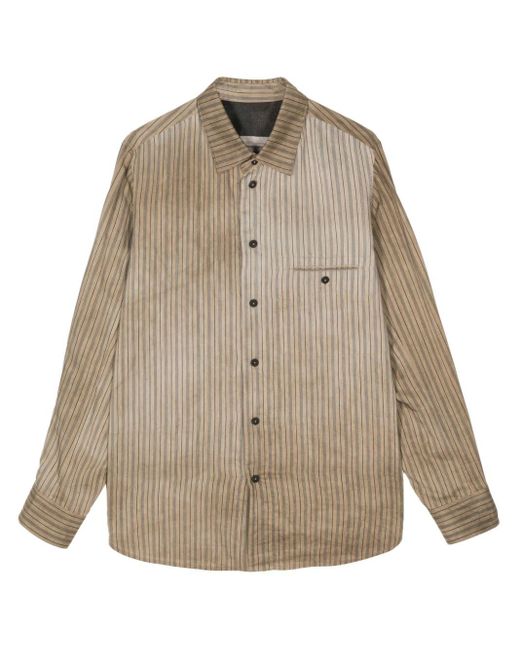 Ziggy Chen Natural Faded-effect Striped Shirt for men