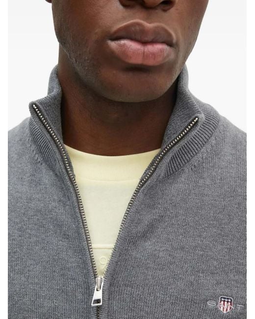 Cardigan En Coton À Col Zippé Gant pour homme en coloris Gray