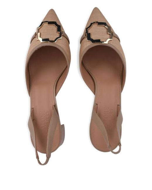 Malone Souliers Natural Misha Point-Toe Slingback Pumps