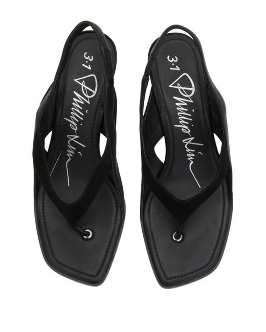 3.1 Phillip Lim Black 68Mm Slingback Leather Sandals