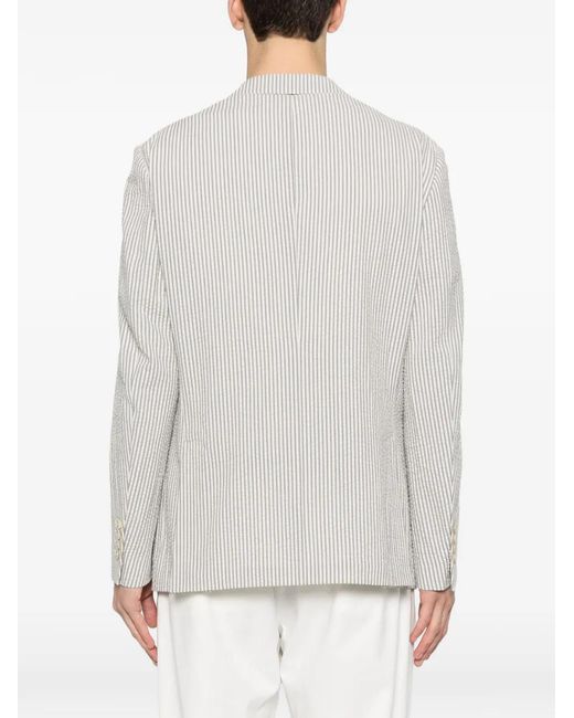 Eleventy White Striped Single-Breasted Jacket for men