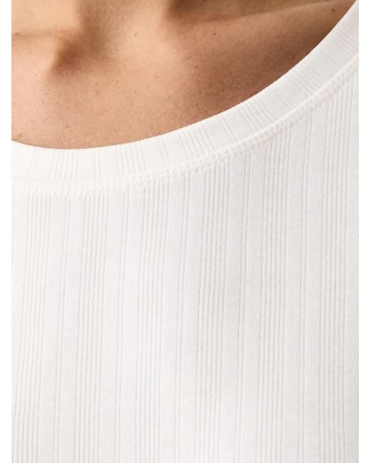 Marc O' Polo White Ribbed Long-Sleeve T-Shirt