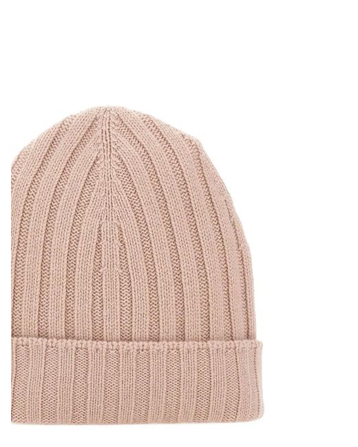 Gran Sasso Pink Ribbed Beanie Hat for men
