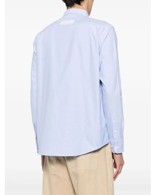 Aape By A Bathing Ape Blue Logo-Patch Long-Sleeved Shirt for men