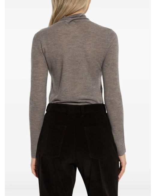 Lisa Yang Gray Carolyn Turtleneck Long-Sleeve Top