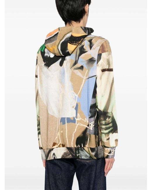 Paul Smith Green Life Drawing Organic Cotton Hoodie for men