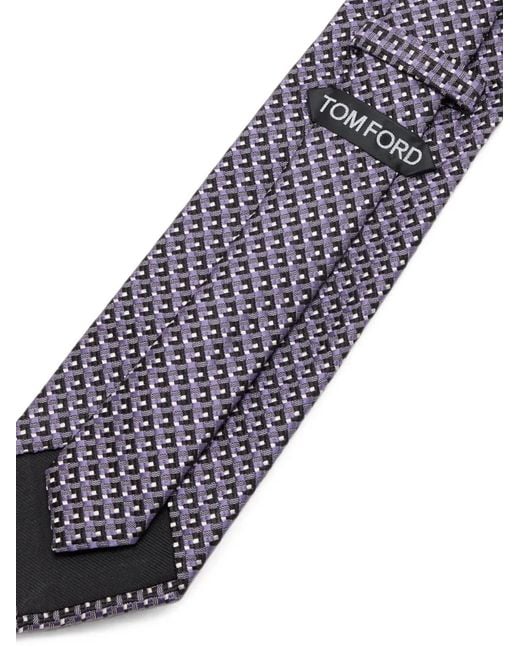 Tom Ford Purple Geometric-Pattern Silk Tie for men