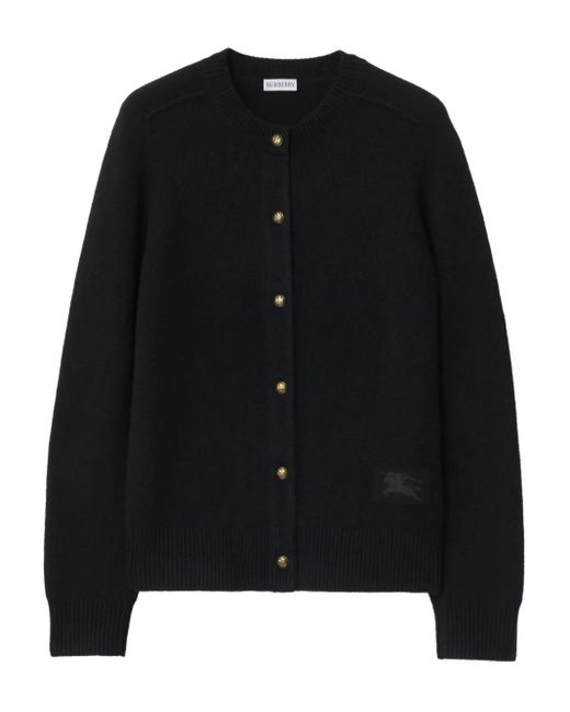 Burberry Black Elbow-Patch Equestrian Knight Cardigan