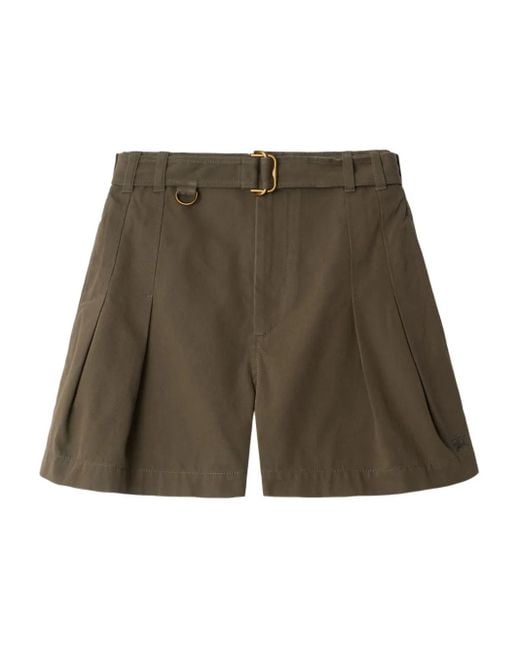 Short En Gabardine À Taille Ceinturée Burberry en coloris Green