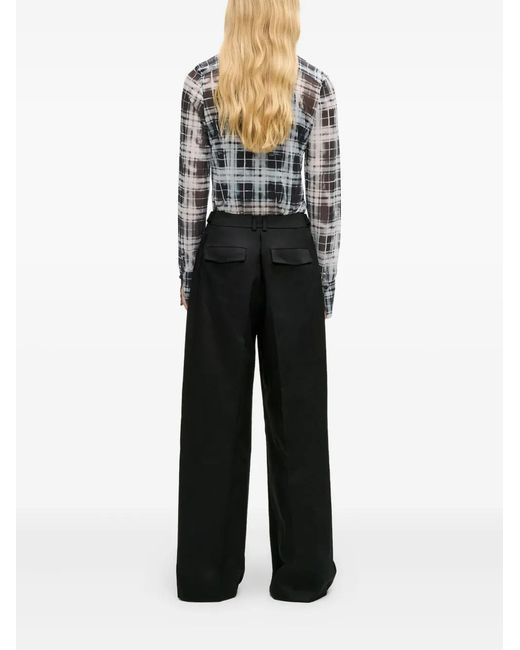 Karl Lagerfeld Black Wide-Leg Tailored Trousers