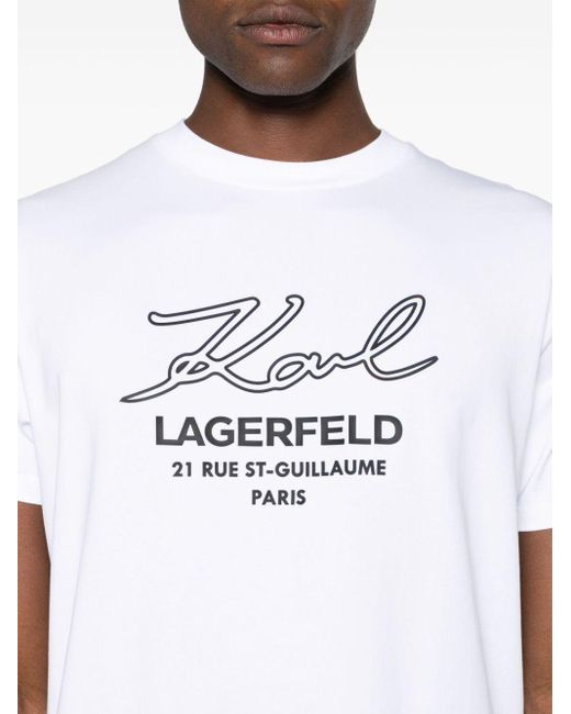 Karl Lagerfeld White Logo-appliqué Cotton T-shirt for men