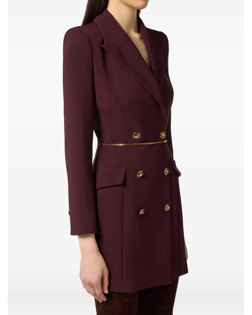 Vestido corto con doble botonadura Elisabetta Franchi de color Purple
