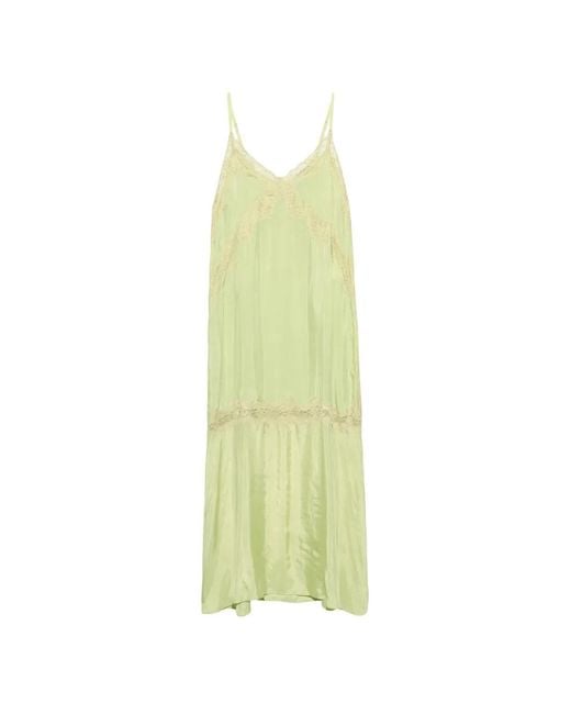 Bimba Y Lola Green Lime Lace-Trim Slip Dress