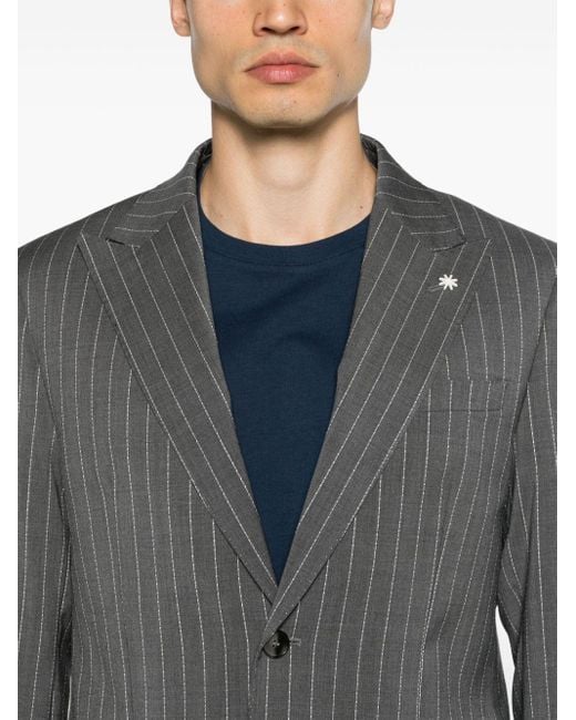 Manuel Ritz Gray Pinstriped Single-breasted Suit for men