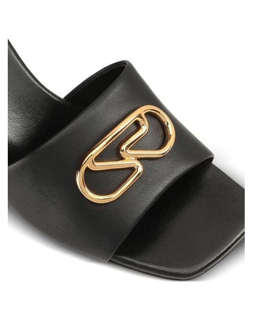 Sergio Rossi Black 55Mm Logo-Plaque Sandals