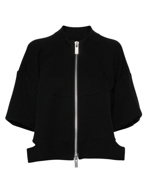 Sacai Black Panelled Zip-up Sweatshirt