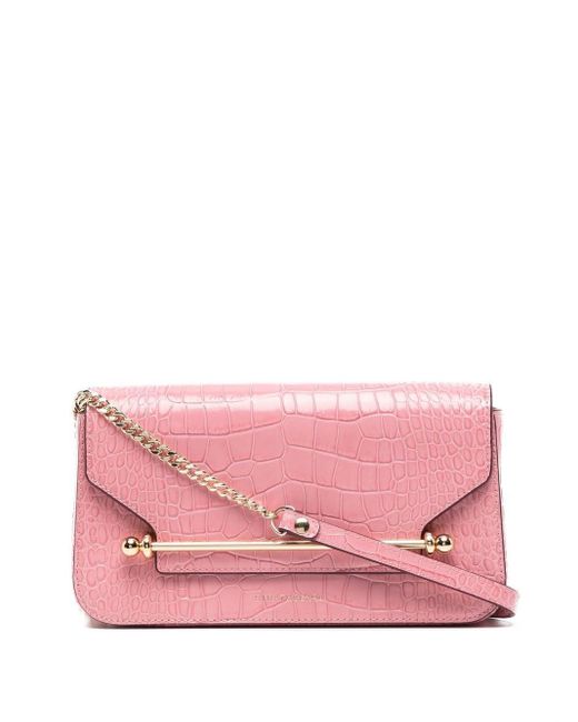 Strathberry Leather East/west Embossed Crossbody Bag in Pink | Lyst Canada