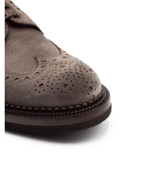 Green George Brown Suede Brogue Derby Shoes for men
