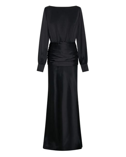 Robe Longue Froncée Samina À Manches Longues Nicholas en coloris Black