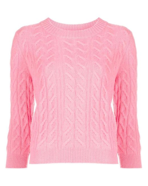 N.Peal Cashmere Pink Cable-knit Cashmere Jumper