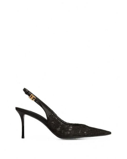 Dolce & Gabbana Black Lace Slingback Pumps