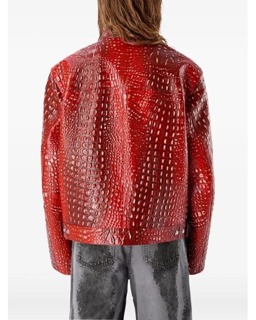 CAMPERLAB Red Zipped Smooth Leather Jacket
