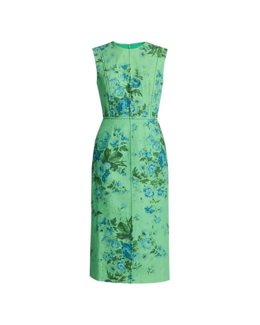 Erdem Green Robe Mi-Longue À Fleurs