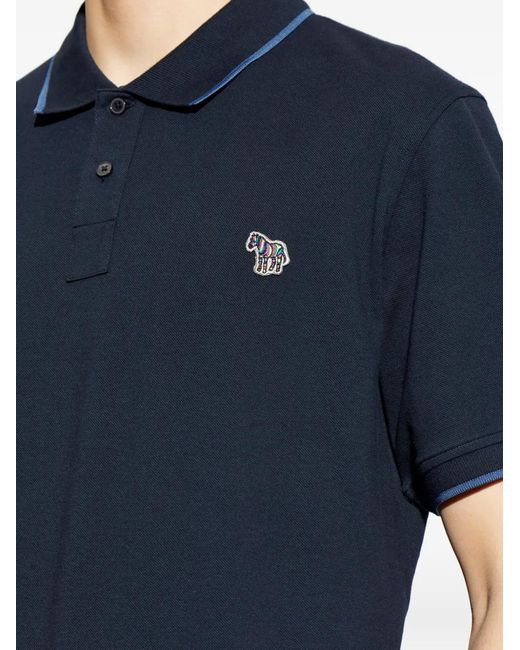 Paul Smith Blue Polo Manches Courtes À Logo Zèbre for men