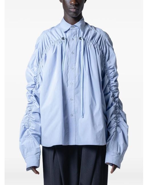 Yoshio Kubo Blue Ruched Drawstring Shirt