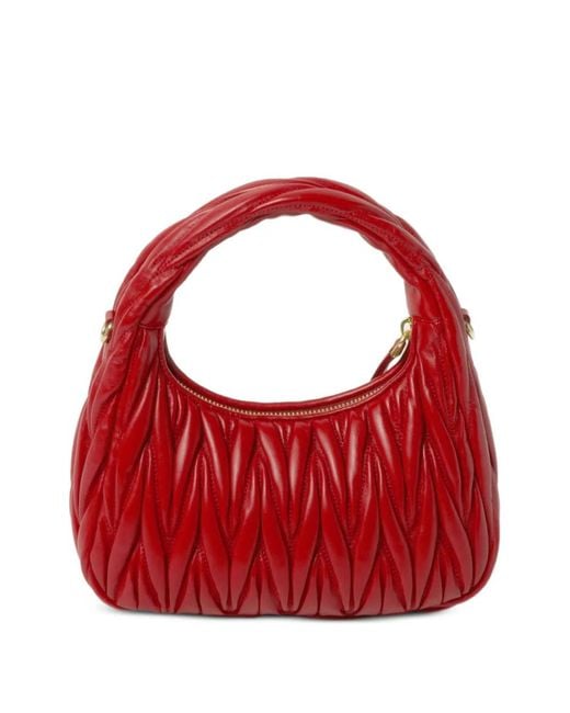 Miu Miu Red Sac À Main Wander En Cuir Nappa Matelassé