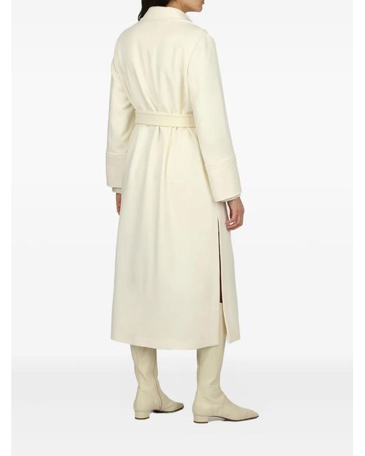 Eleventy White Belted Wrap Coat